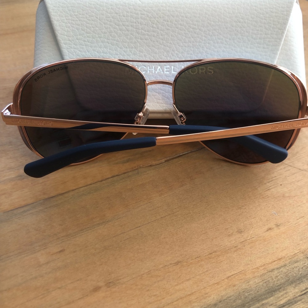 Michael Kors Rose Gold Frame Sunglasses with Blue Mirrored Lenses - Picture 3 of 6